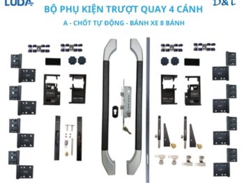 Bộ phụ kiện trượt quay 4 cánh A – chốt tự động – bánh xe 8 bánh
