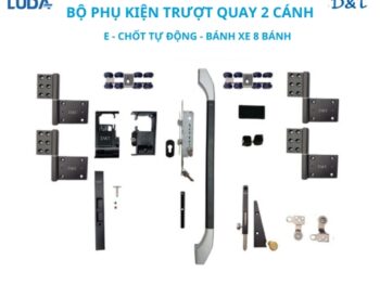 Bộ phụ kiện trượt quay 2 cánh E chốt tự động bánh xe 8 bánh