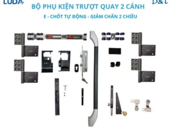 Bộ phụ kiện trượt quay 2 cánh E chốt tự động giảm chấn 2 chiều