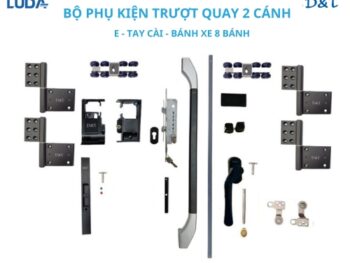 Bộ phụ kiện trượt quay 2 cánh E tay cài bánh xe 8 bánh