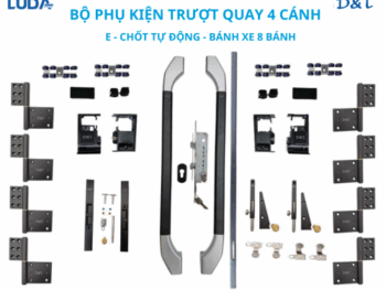 Bộ phụ kiện trượt quay 4 cánh E chốt tự động bánh xe 8 bánh